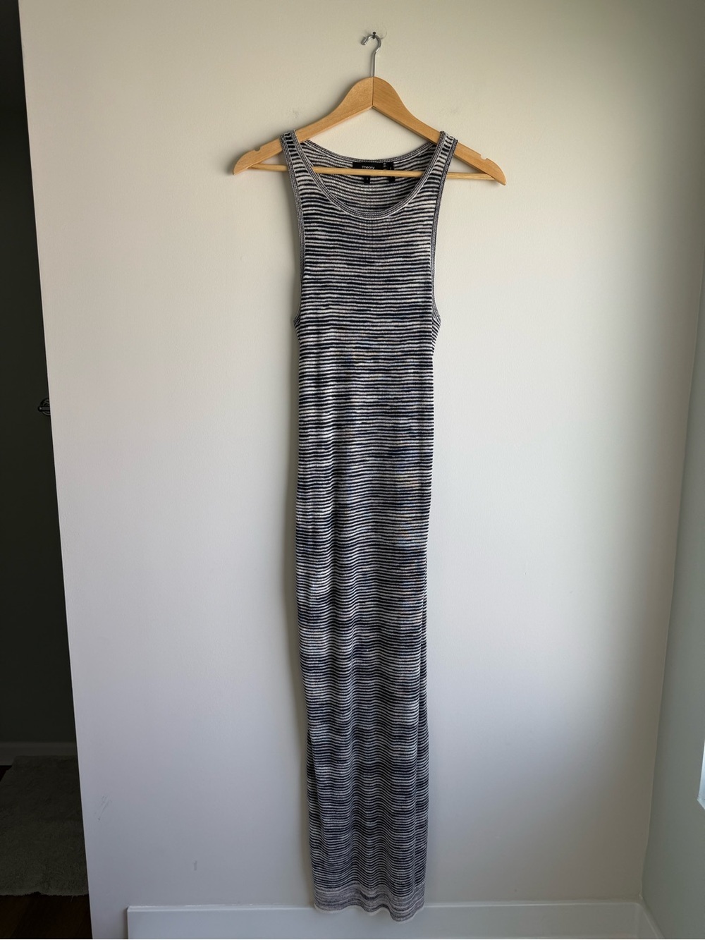 Theory Intrella Space Dye Linen Knit Sleeveless Maxi Dress Gray Small - Picture 2 of 8